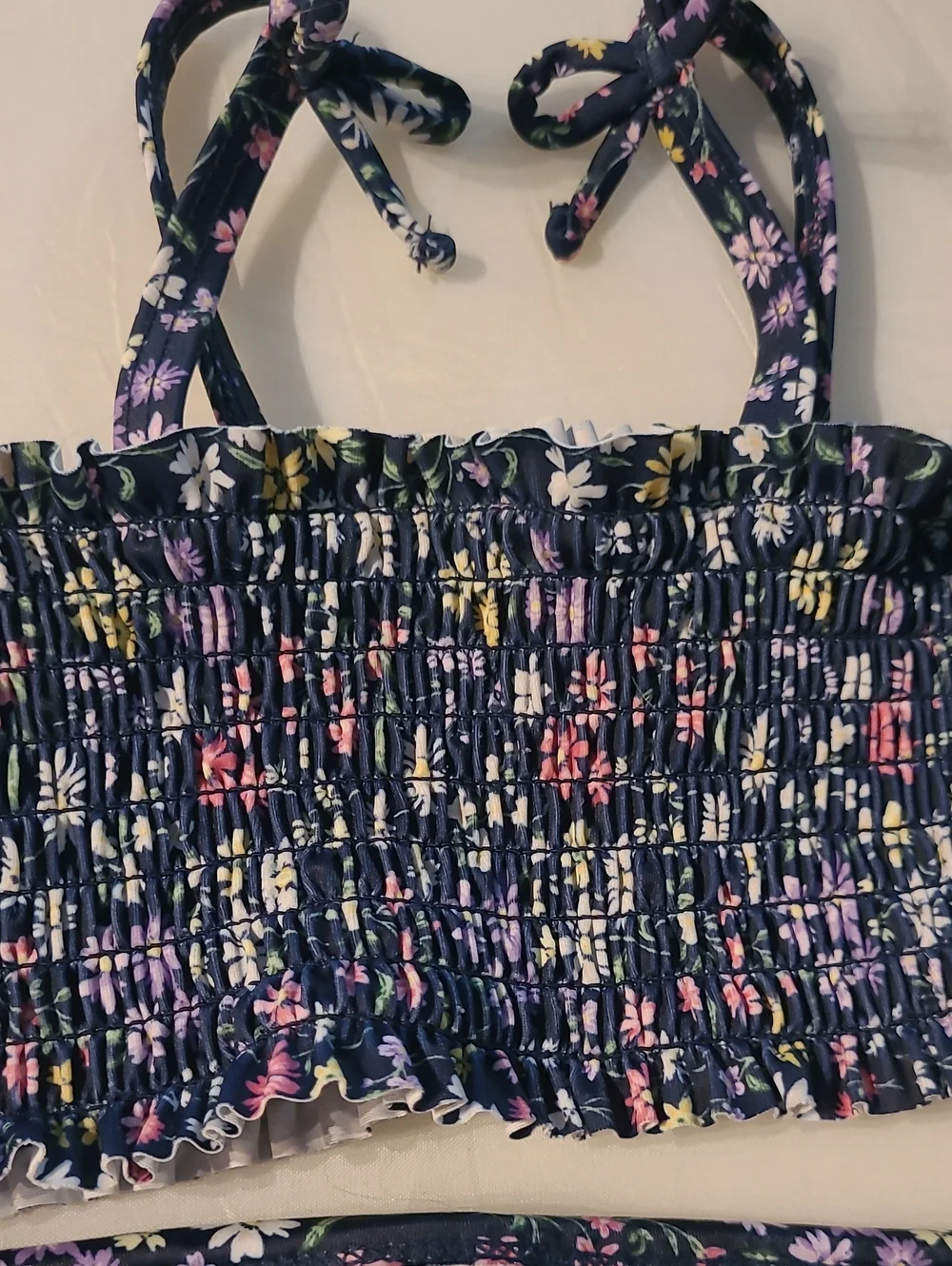 Old Navy Navy Floral Smocked Bikini Set